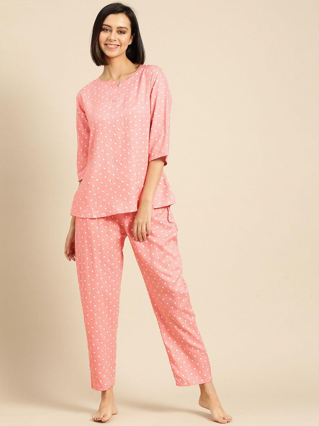 ichaa polka dots printed night suit