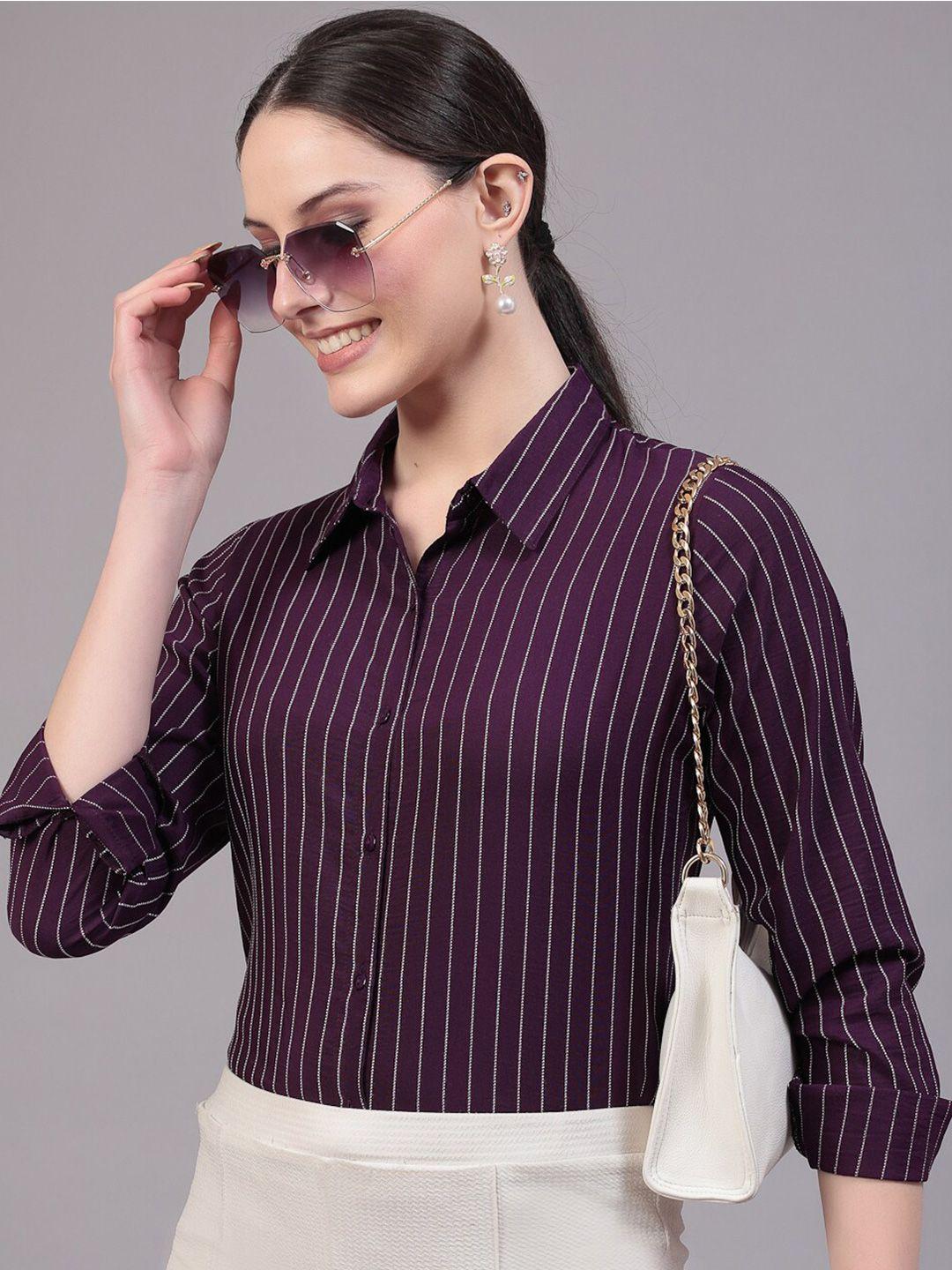 style quotient women smart opaque striped formal shirt