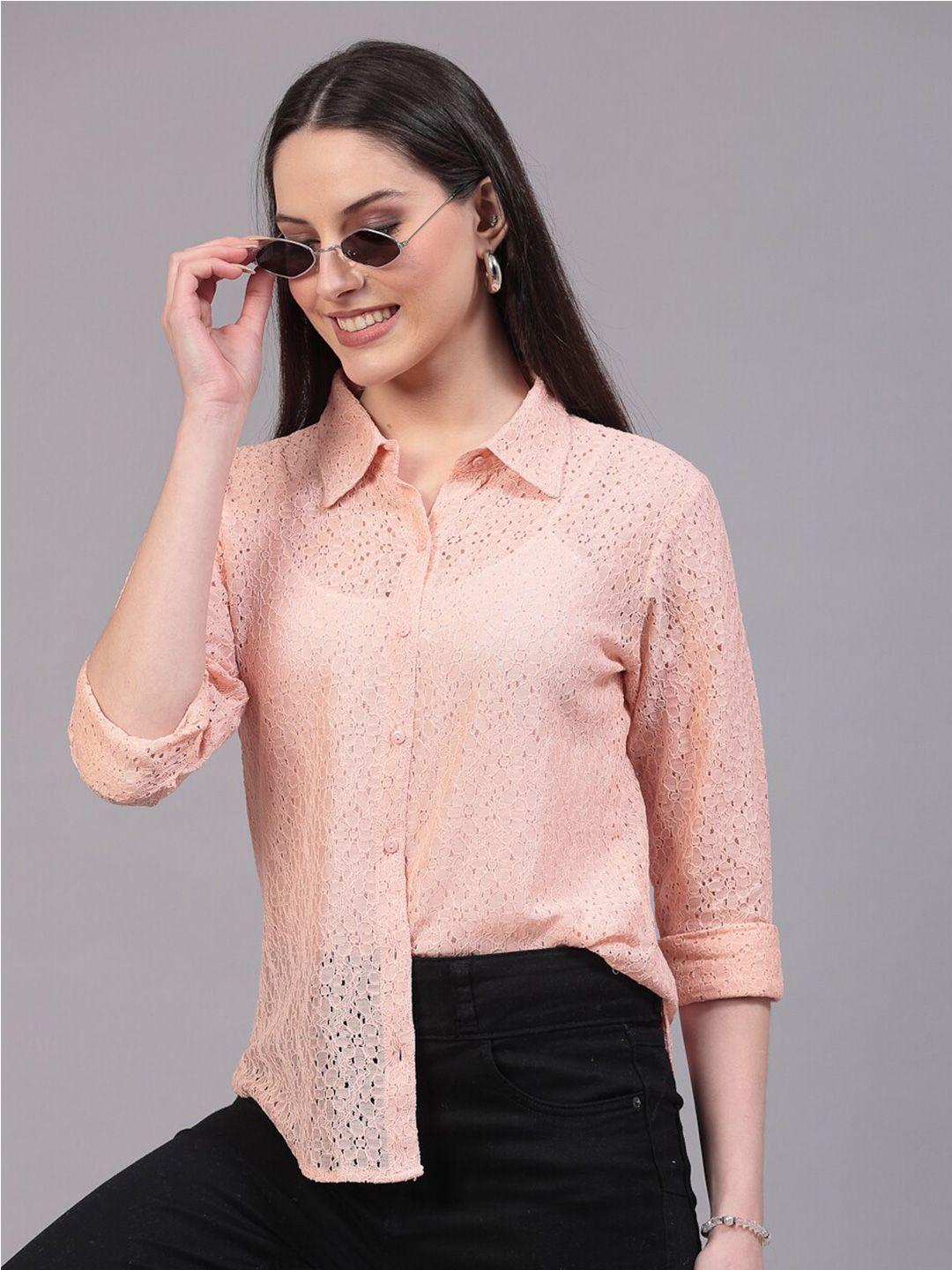 style quotient women classic sheer casual shirt