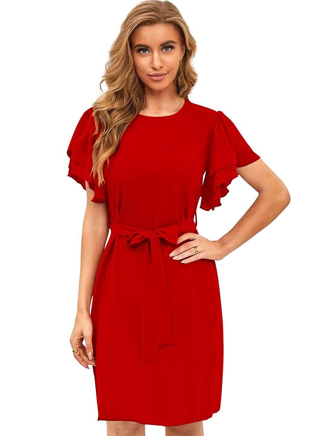 odette flutter sleeve tie-ups a-line dress