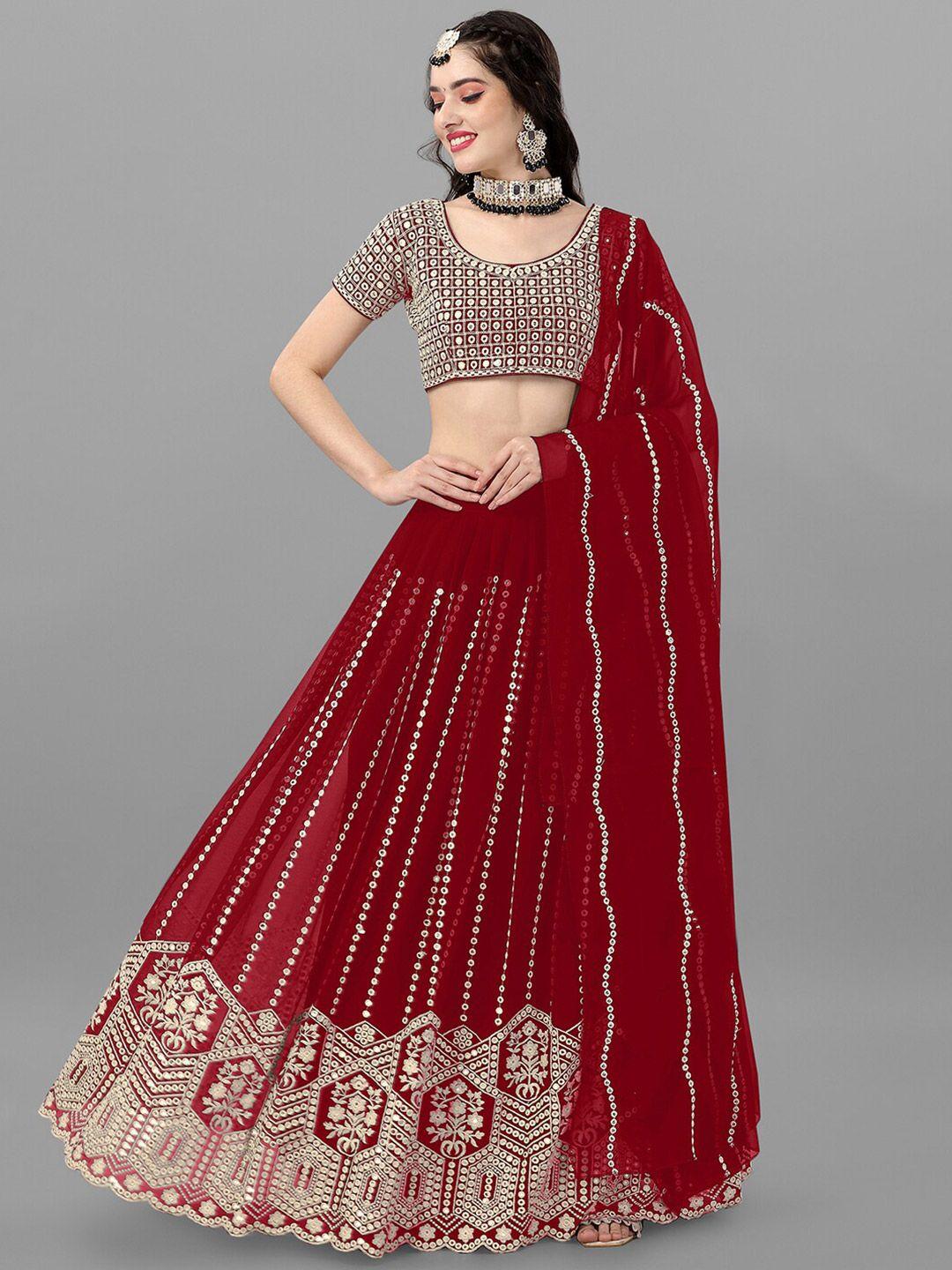 angroop embellished sequinned semi-stitched lehenga & unstitched blouse with dupatta