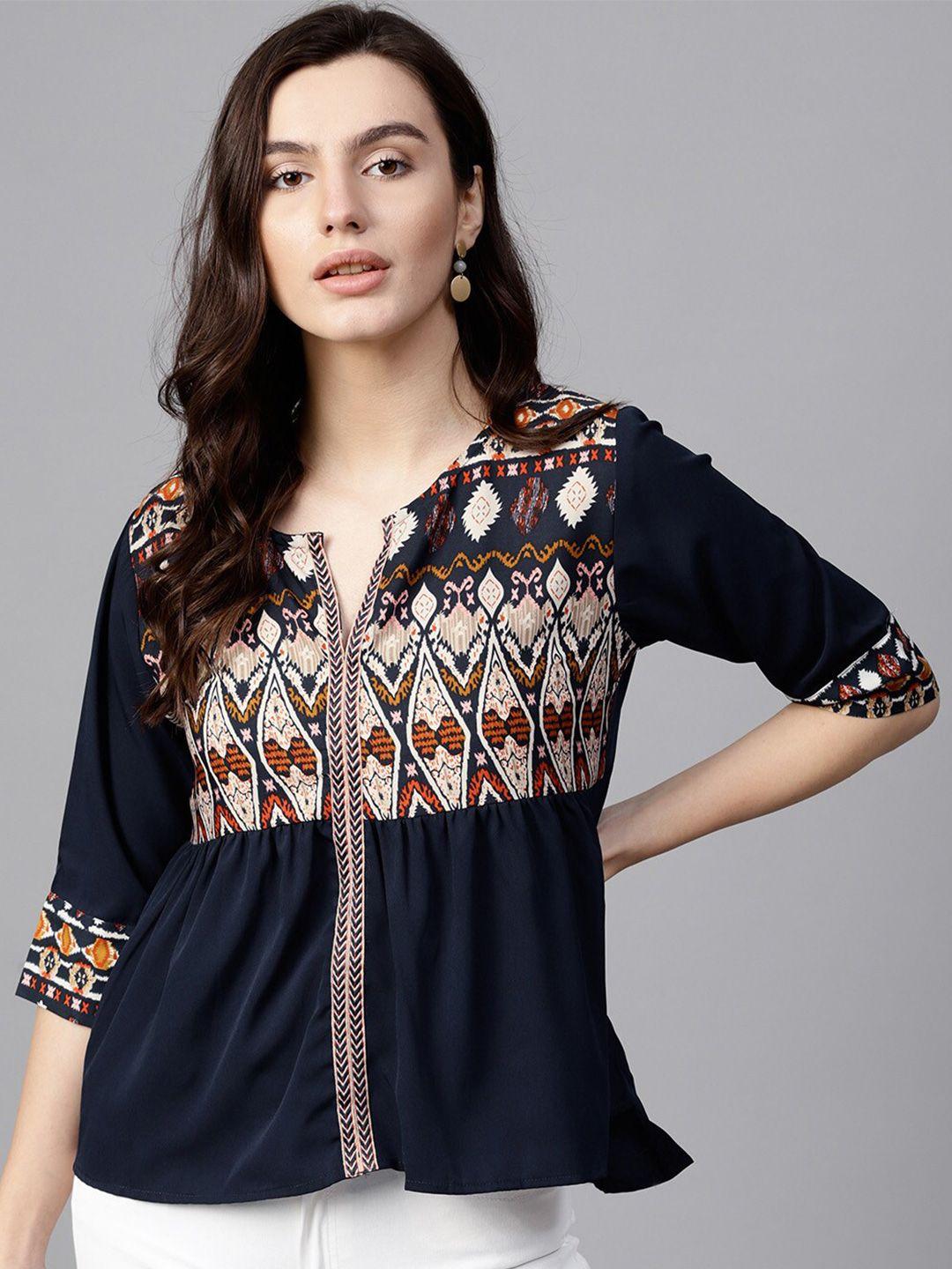 pannkh print bohemian crepe top