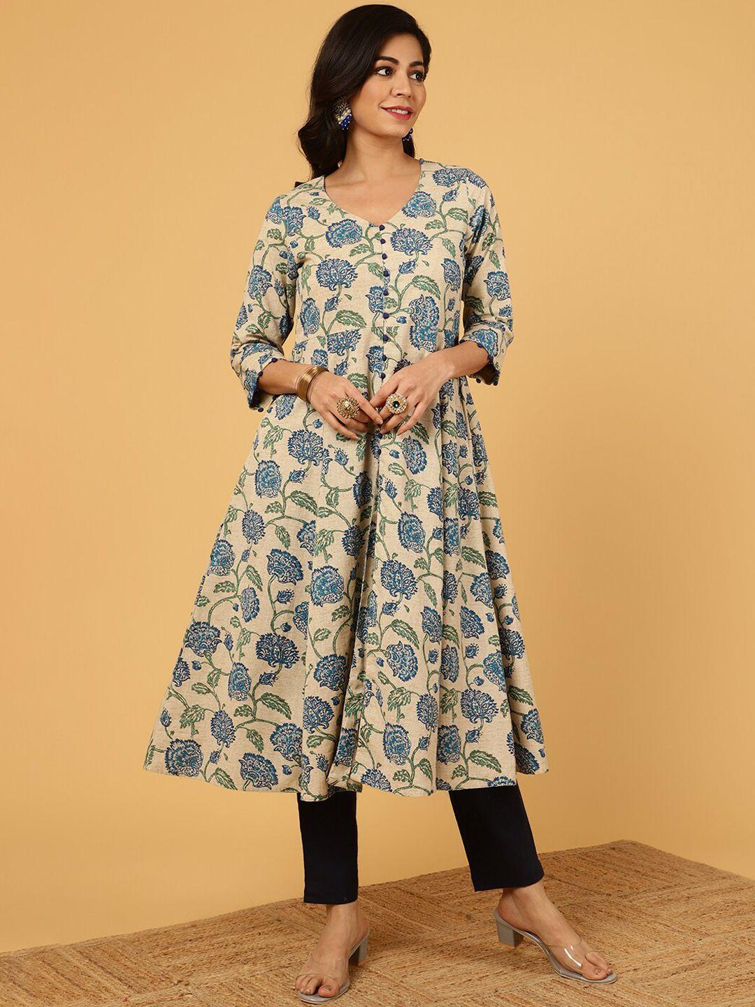 jaipur kurti women printed flared sleeves kurta