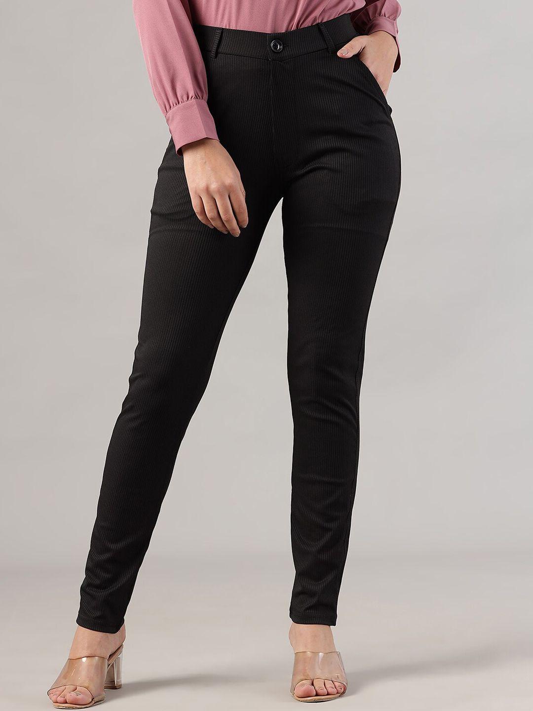 fithub skinny fit high-rise cotton regular trousers