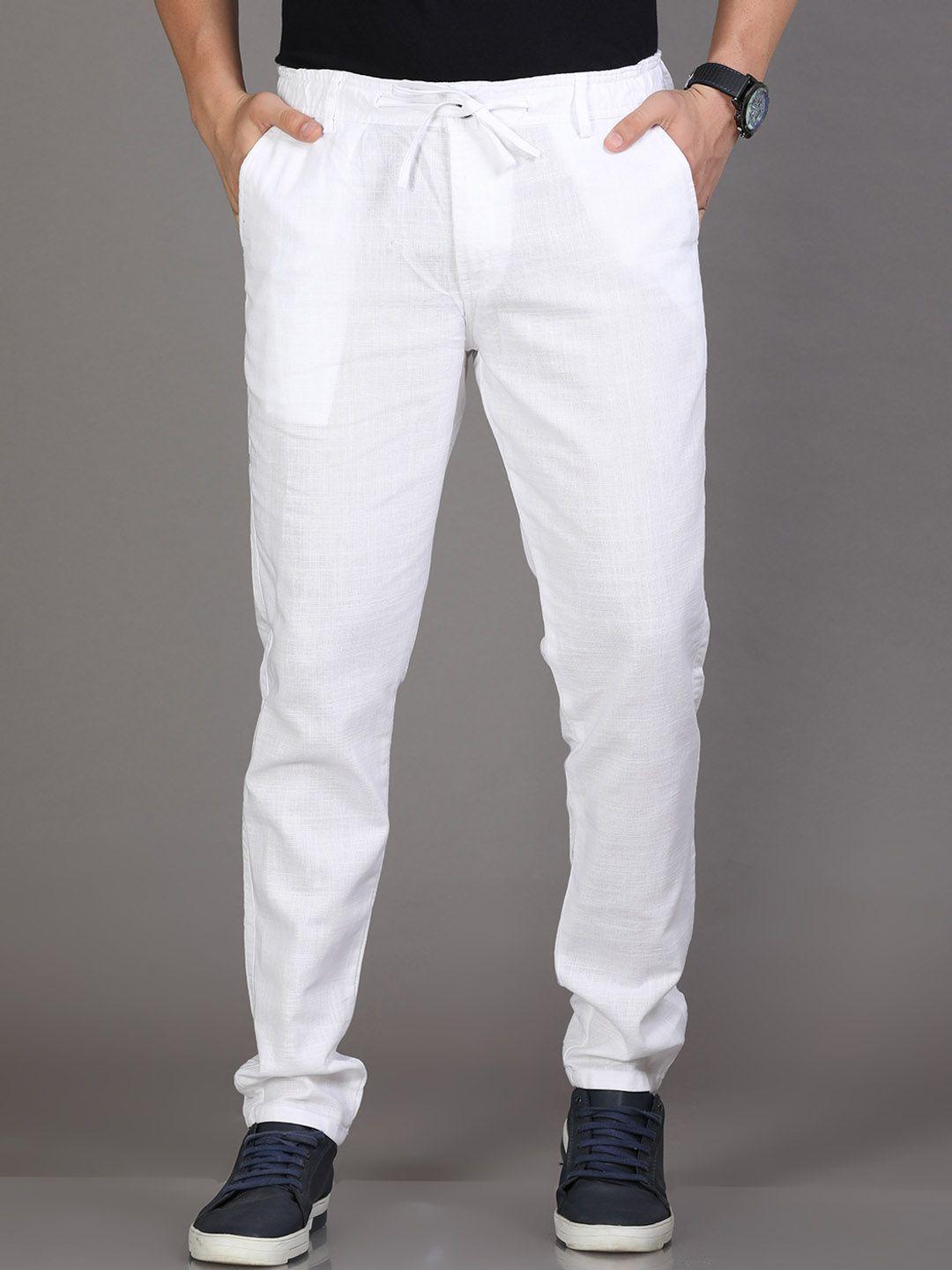 reslag men mid-rise casual linen trousers