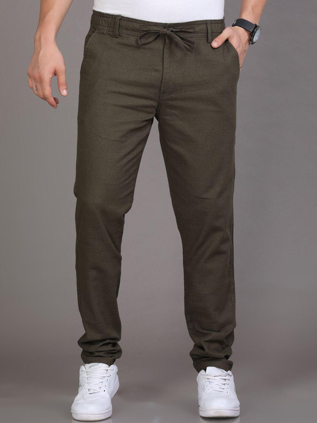 reslag men mid-rise casual linen trousers