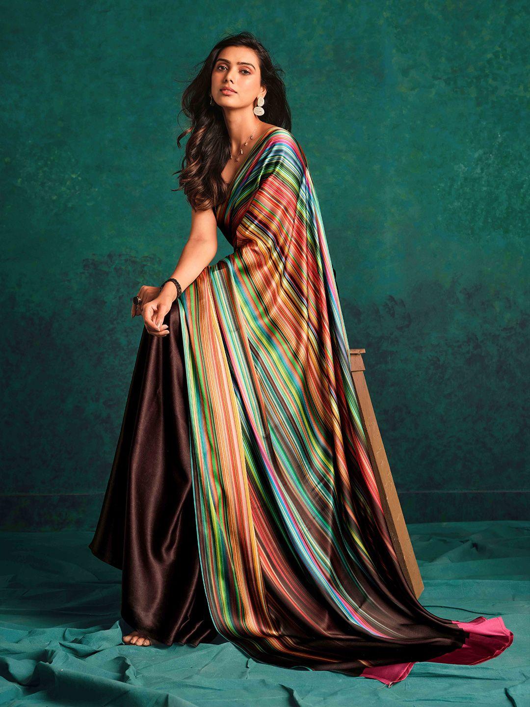 sangria striped satin saree