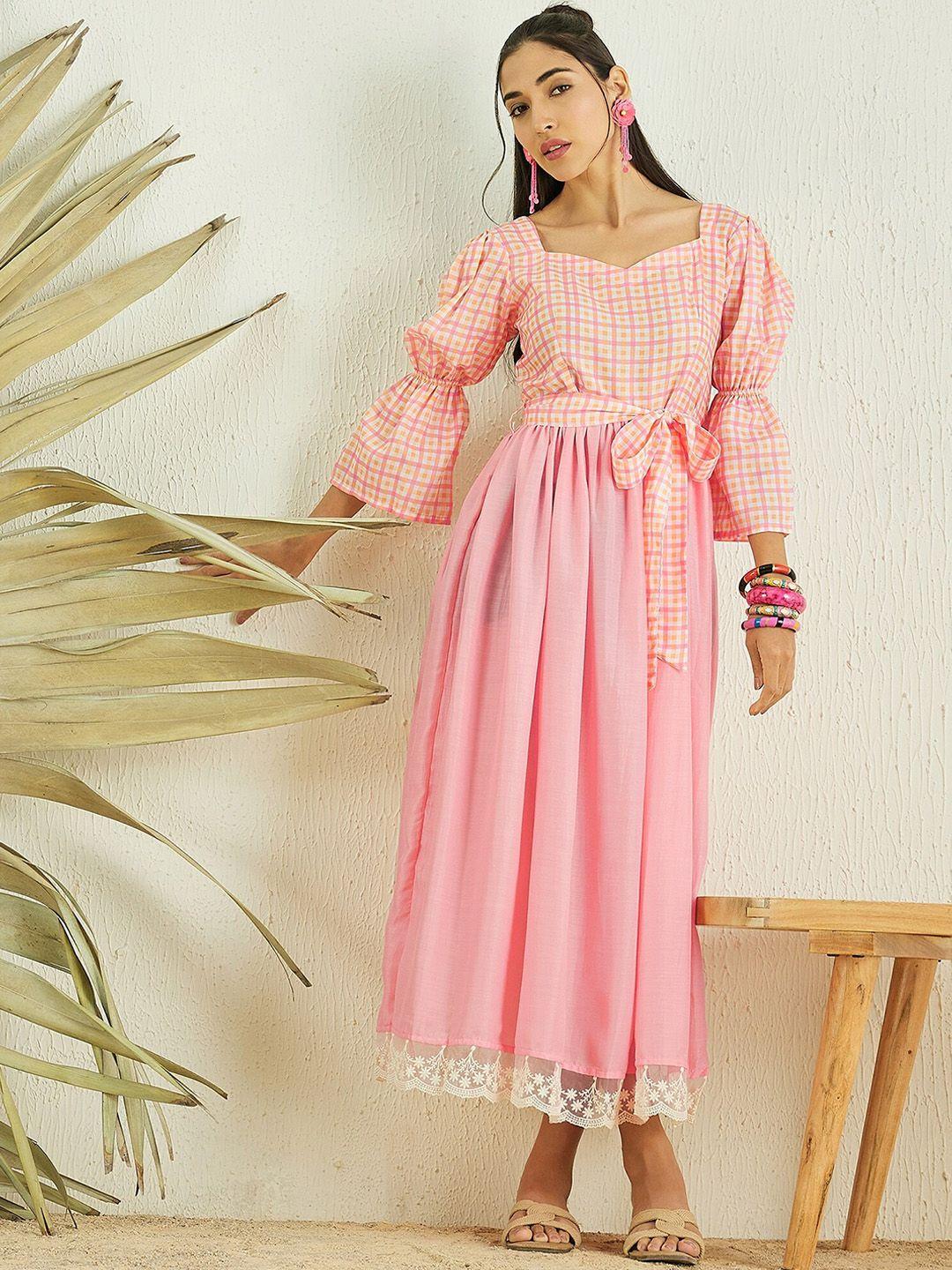 masstani by inddus printed gathered dress with belt