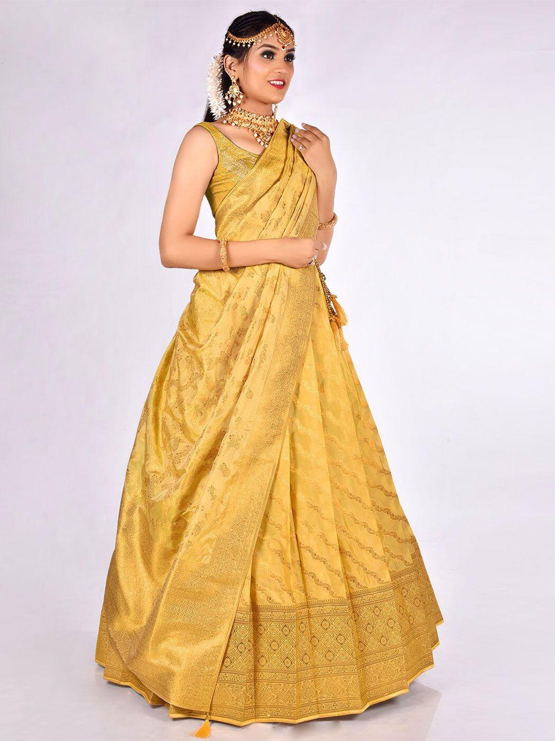 halfsaree studio woven design semi-stitched lehenga & unstitched blouse with dupatta