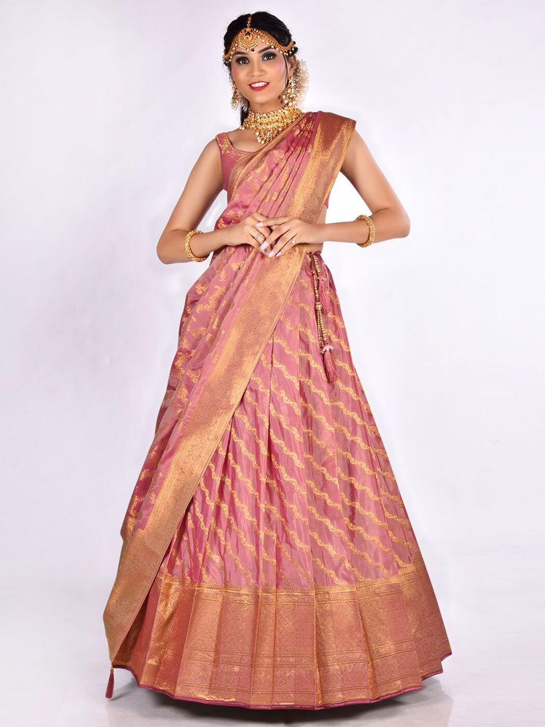 halfsaree studio woven design semi-stitched lehenga & unstitched blouse with dupatta