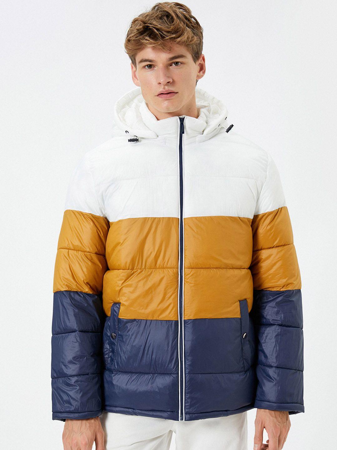 koton men colourblocked puffer jacket