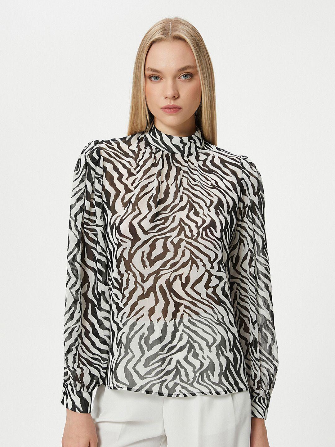 koton animal printed high neck top