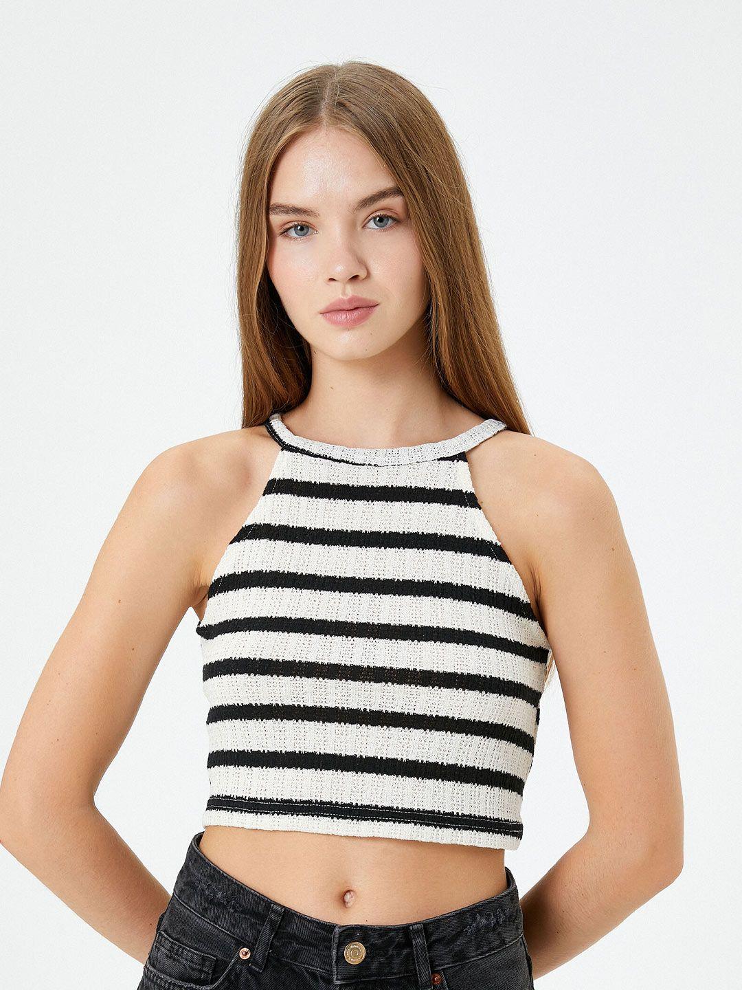 koton striped crop top