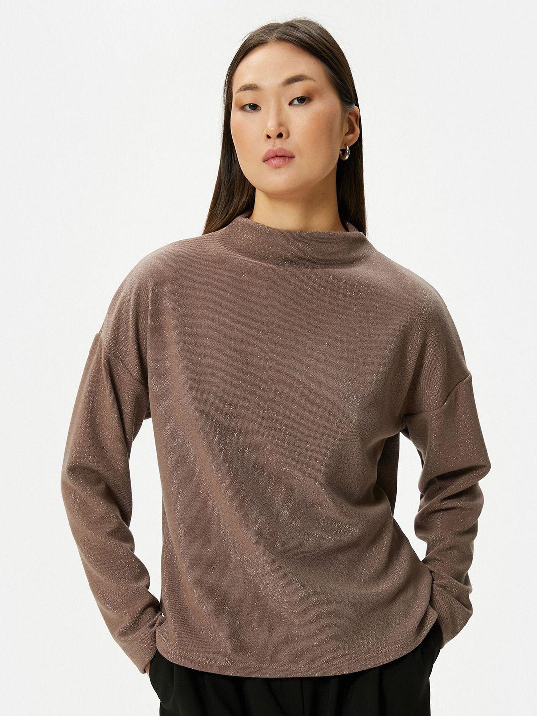 koton high neck drop-shoulder sleeves t-shirt