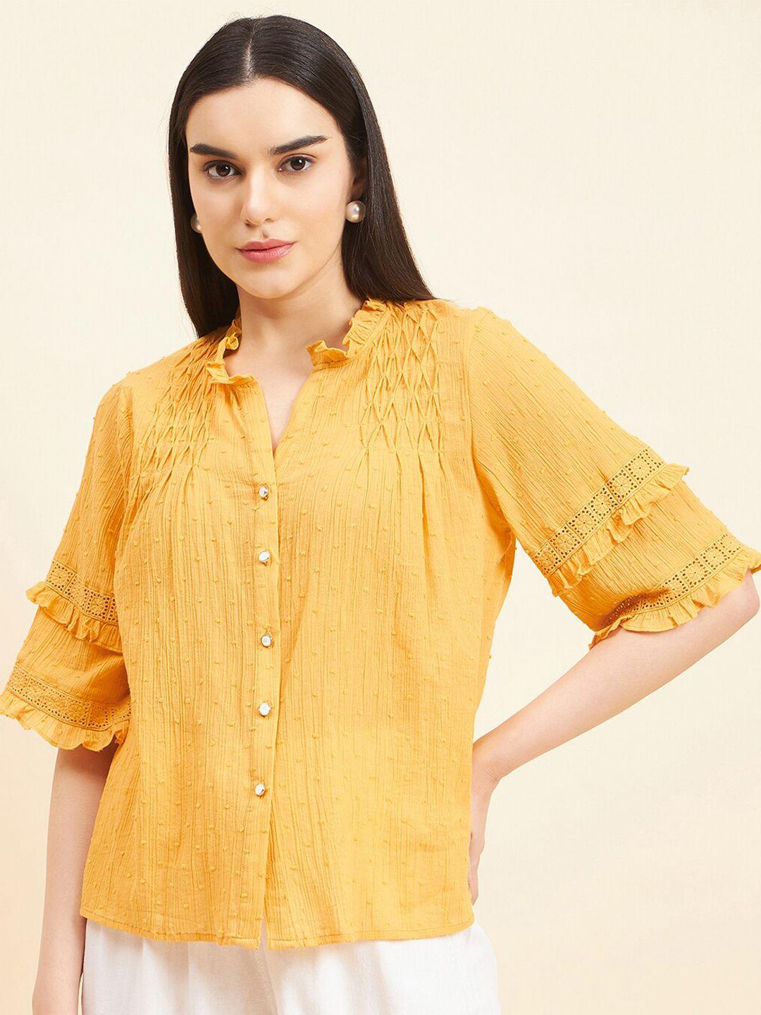 gipsy mandarin collar cotton shirt style top