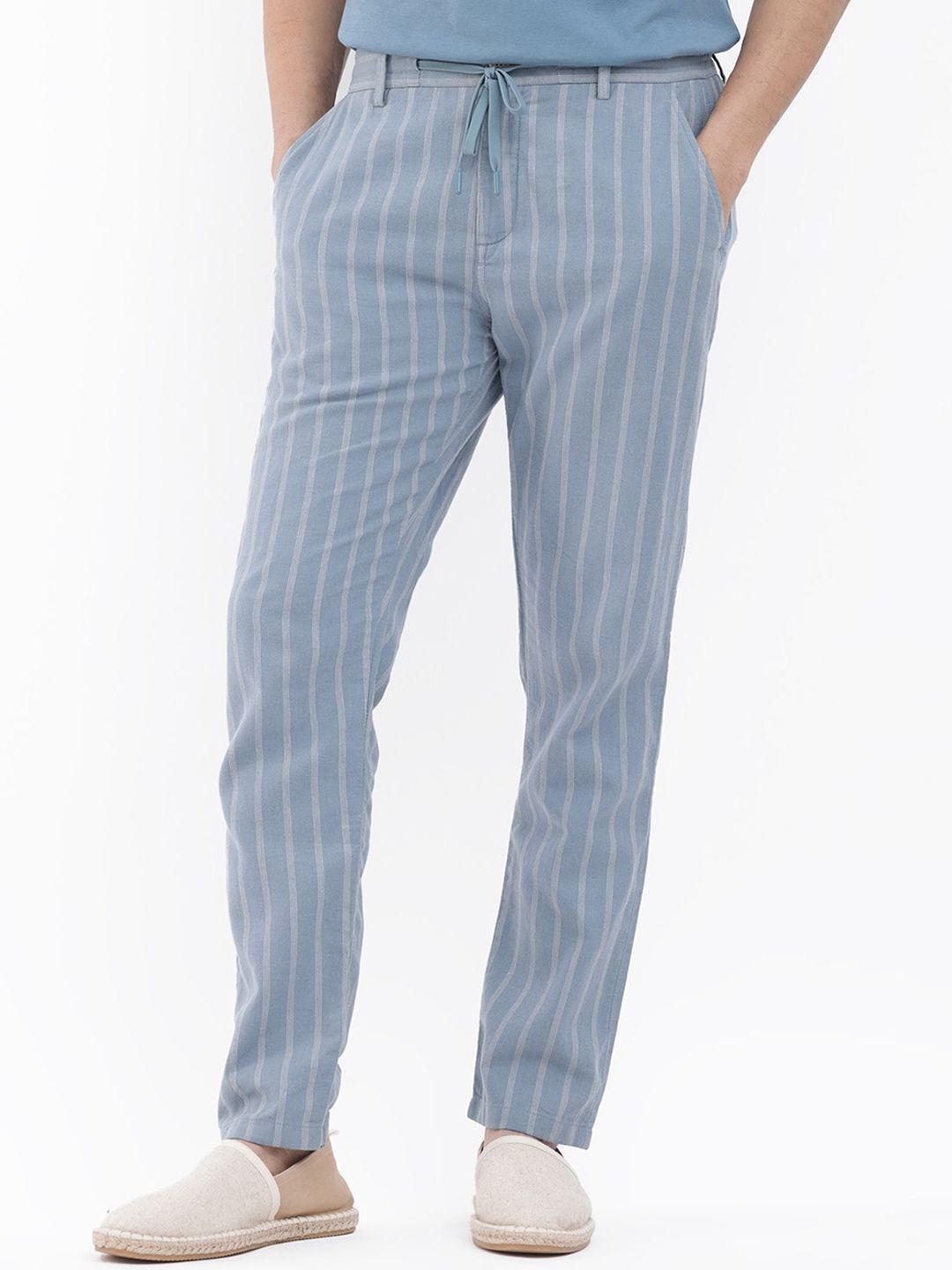 rare rabbit men striped slim fit trousers