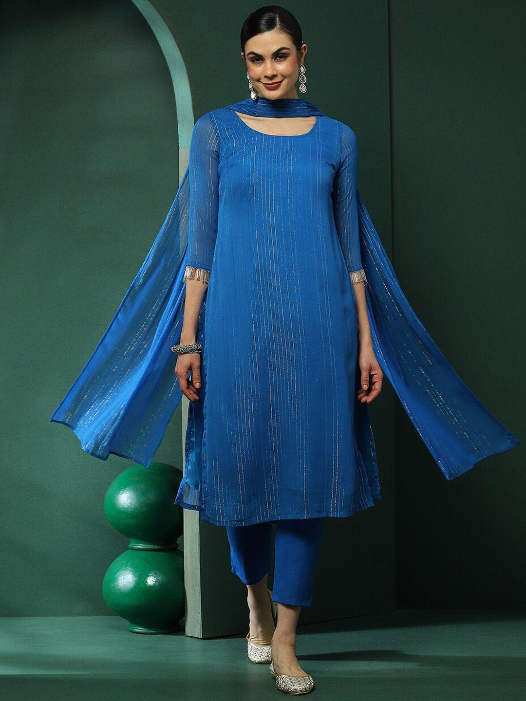 aks couture striped zari kurta with trouser & dupatta