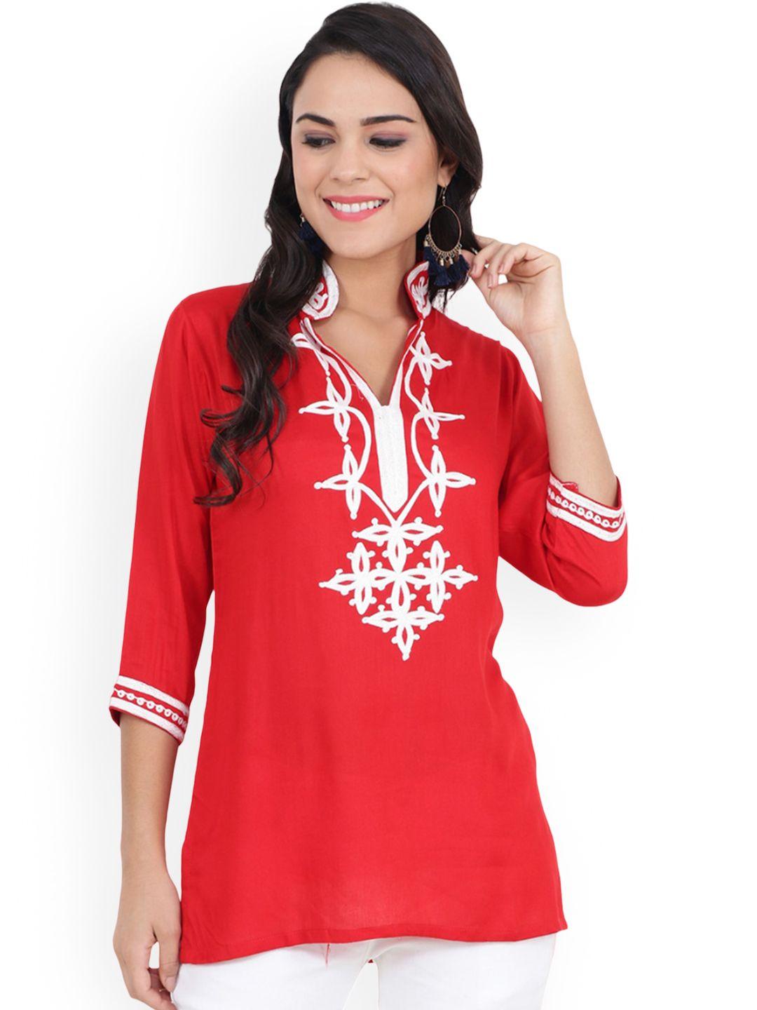 craftbazar women flared sleeves thread work kurta