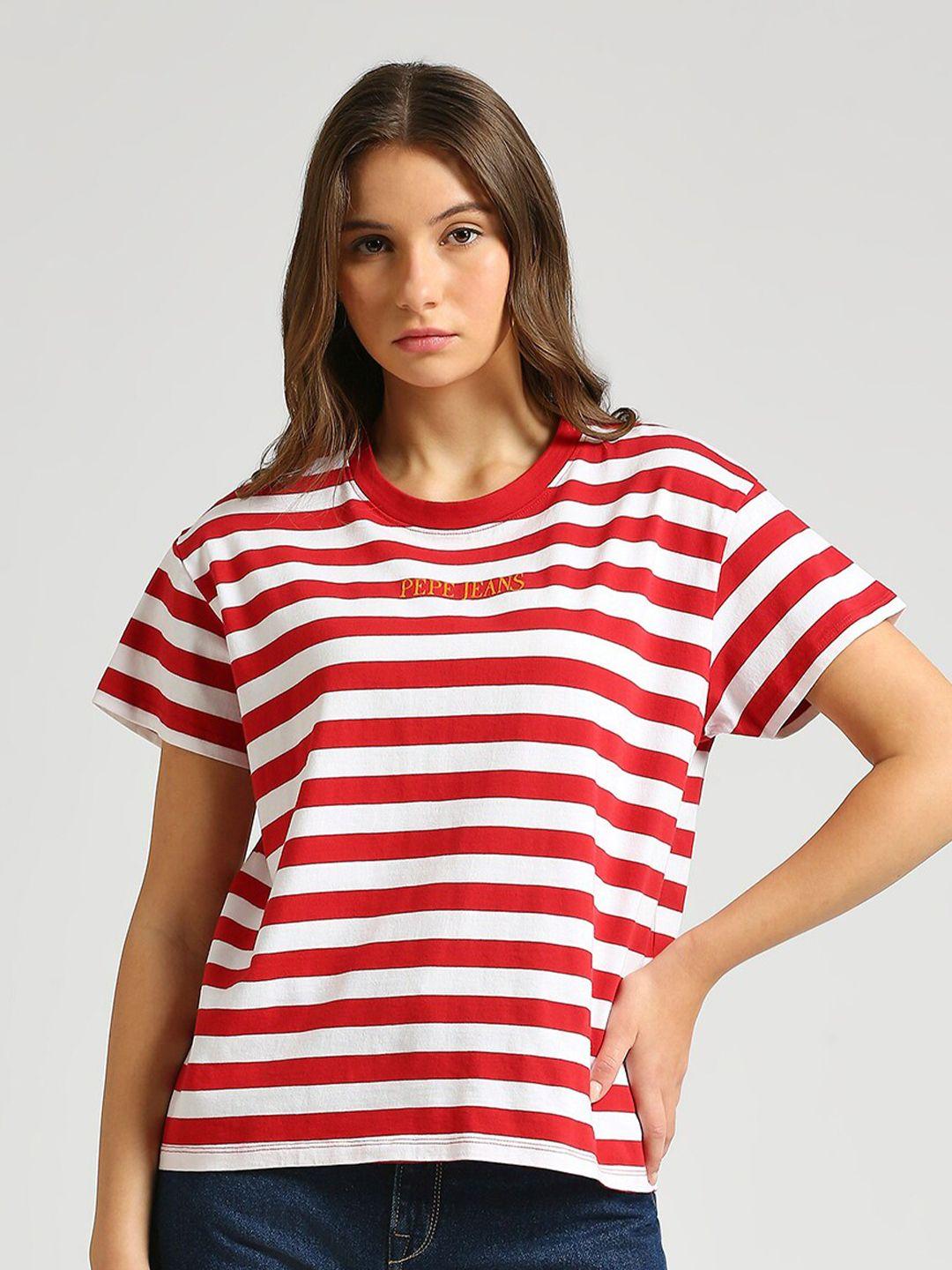 pepe jeans striped pure cotton t-shirt