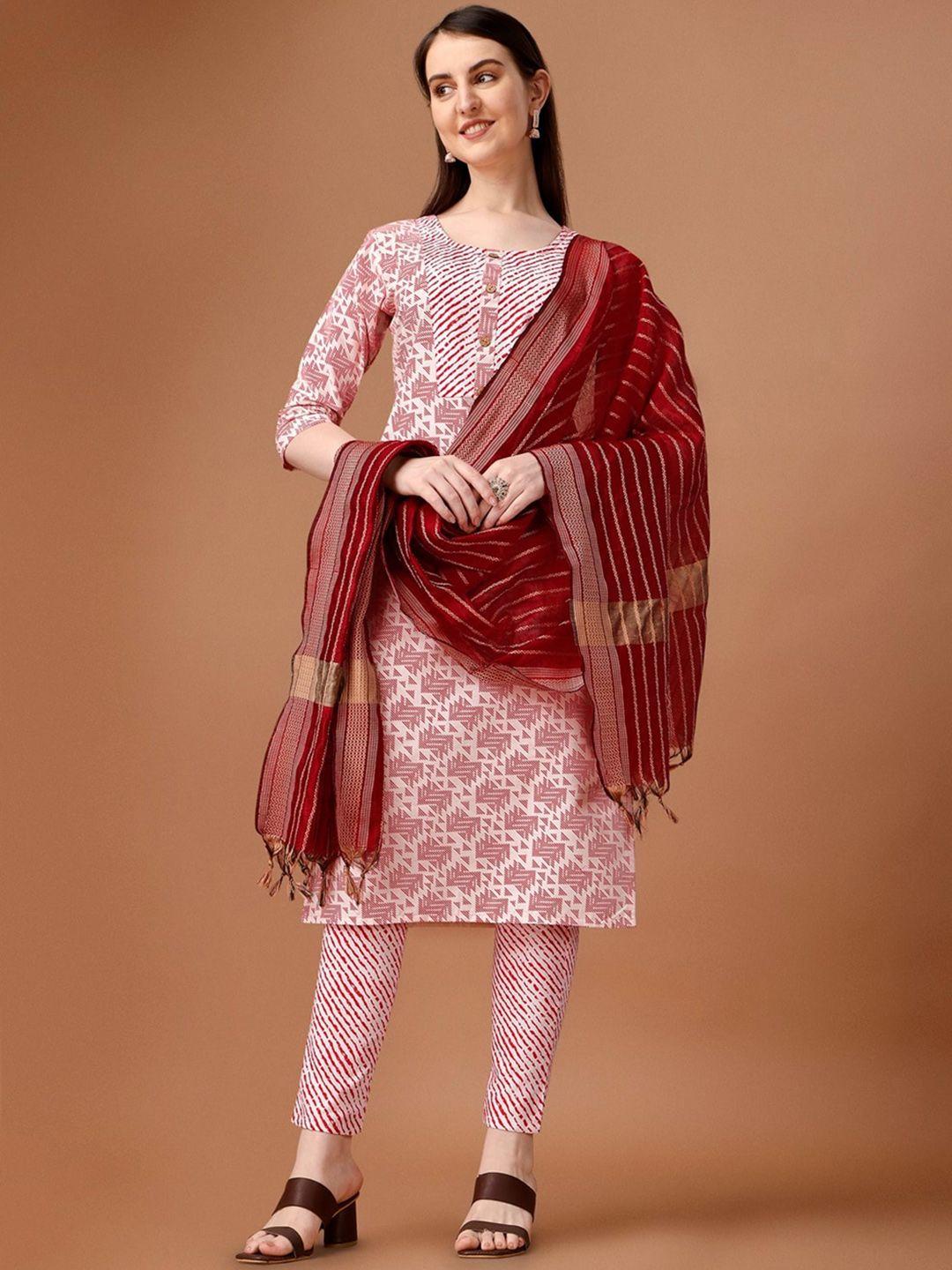 canibani women regular pure cotton kurta with trousers & with dupatta