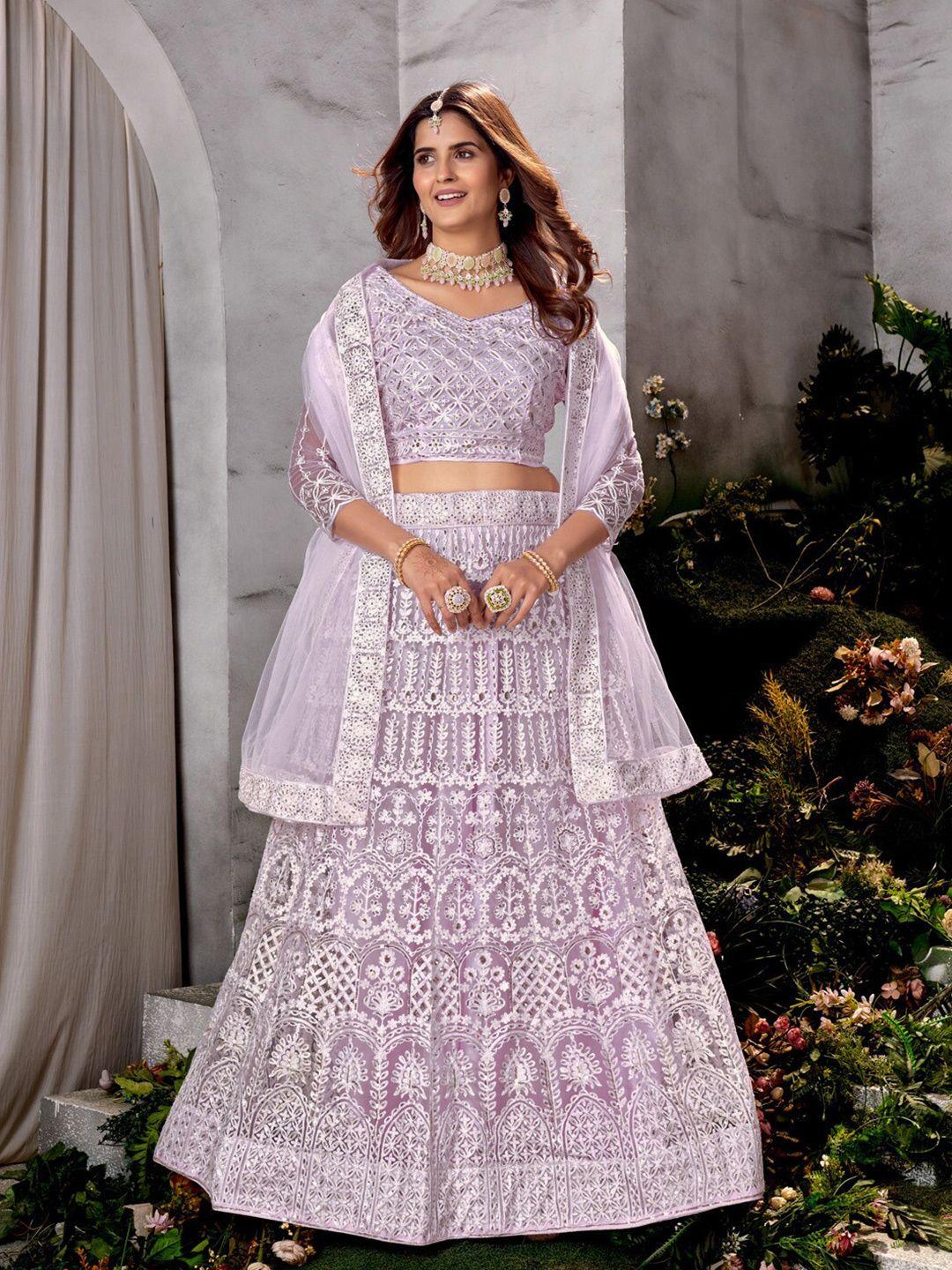 kvsfab embellished sequinned semi-stitched lehenga & unstitched blouse with dupatta