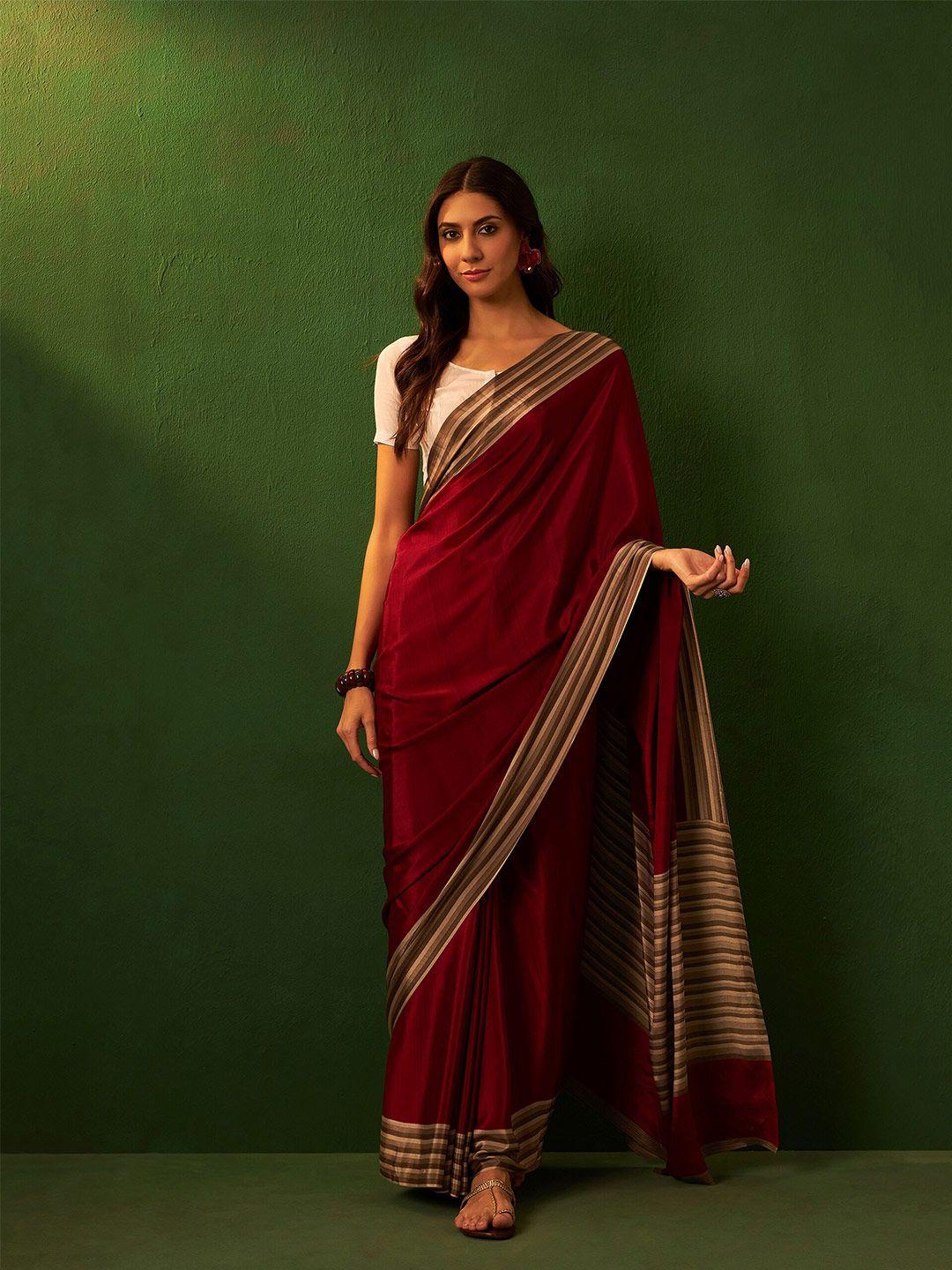 sangria striped pure crepe saree