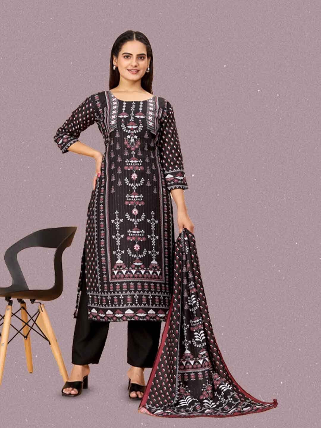 n n enterprise printed thread sequence design kurta with trousers & with dupatta