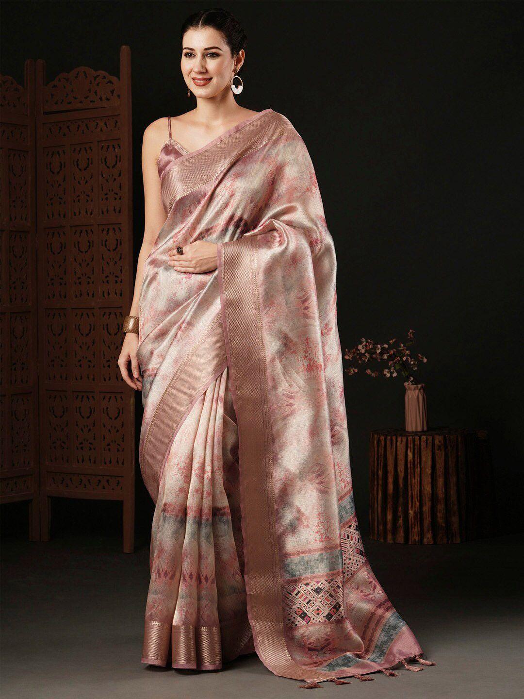 anouk abstract printed zari sungudi saree