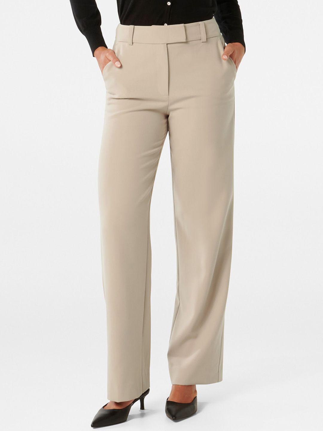 forever new women relaxed straight leg straight fit high-rise trousers