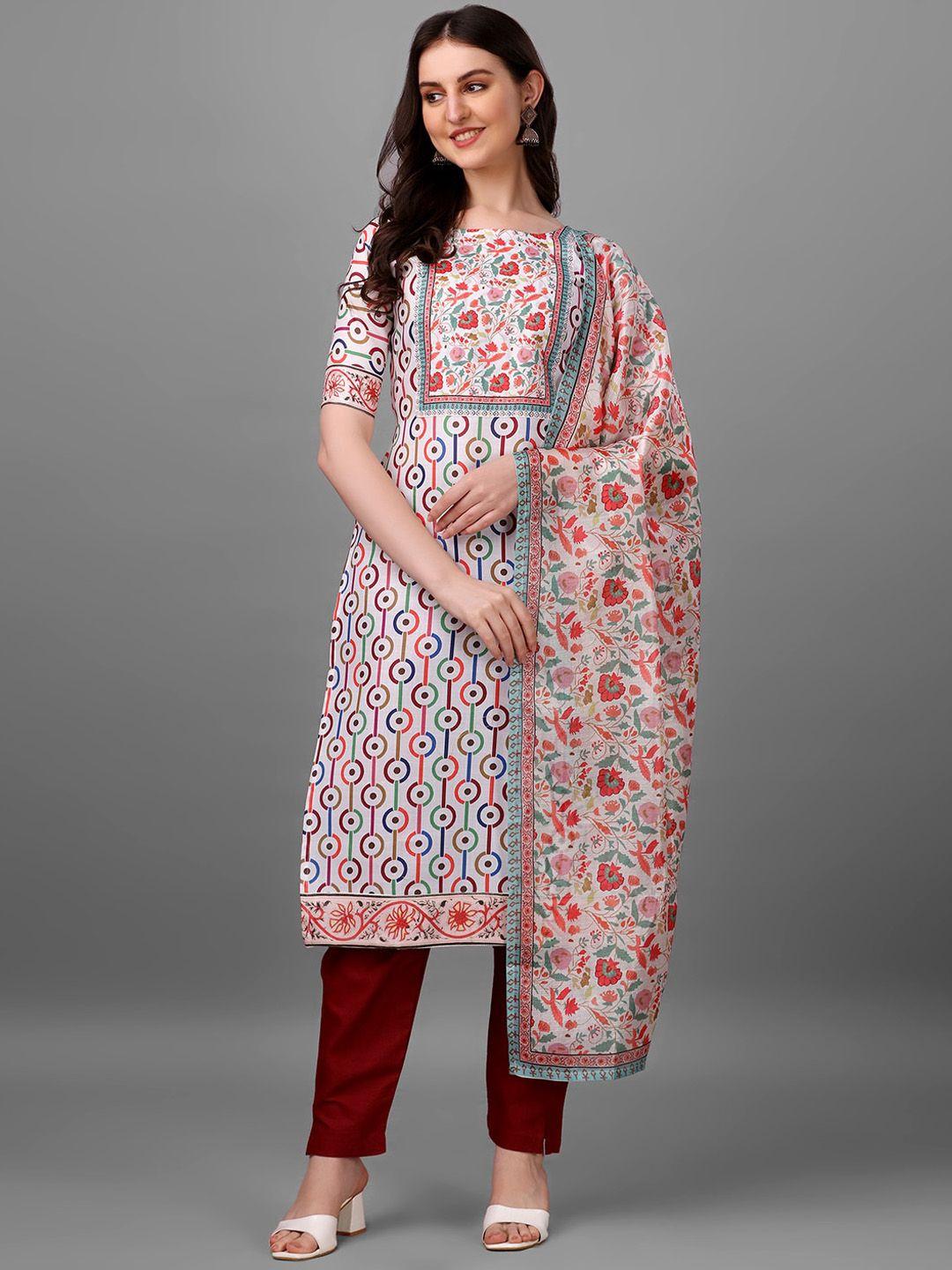 hetvi creation floral printed regular kurta with trousers & with dupatta