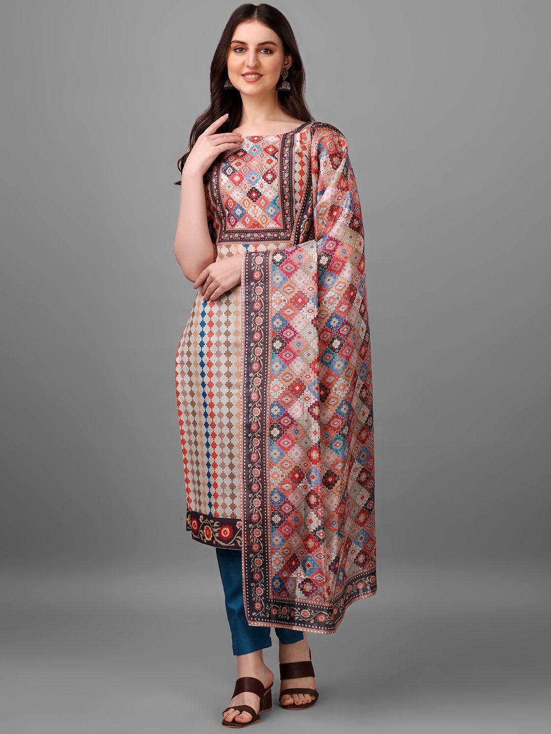 hetvi creation floral printed regular kurta wwth trousers & dupatta