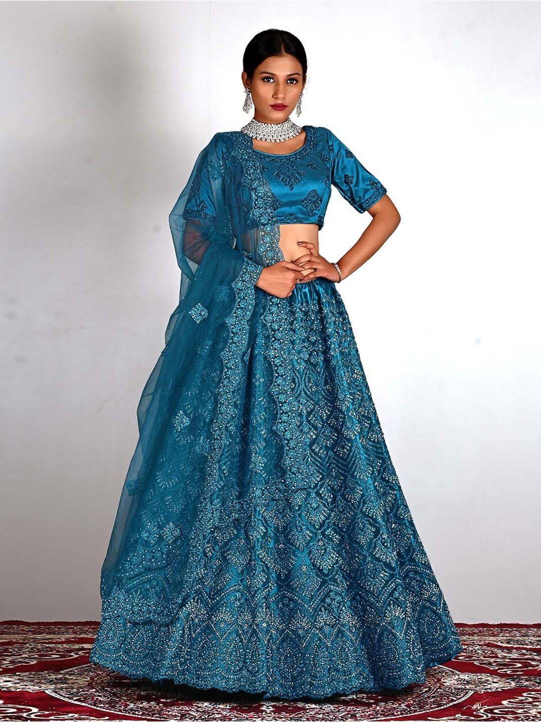 halfsaree studio embroidered semi-stitched lehenga & unstitched blouse with dupatta