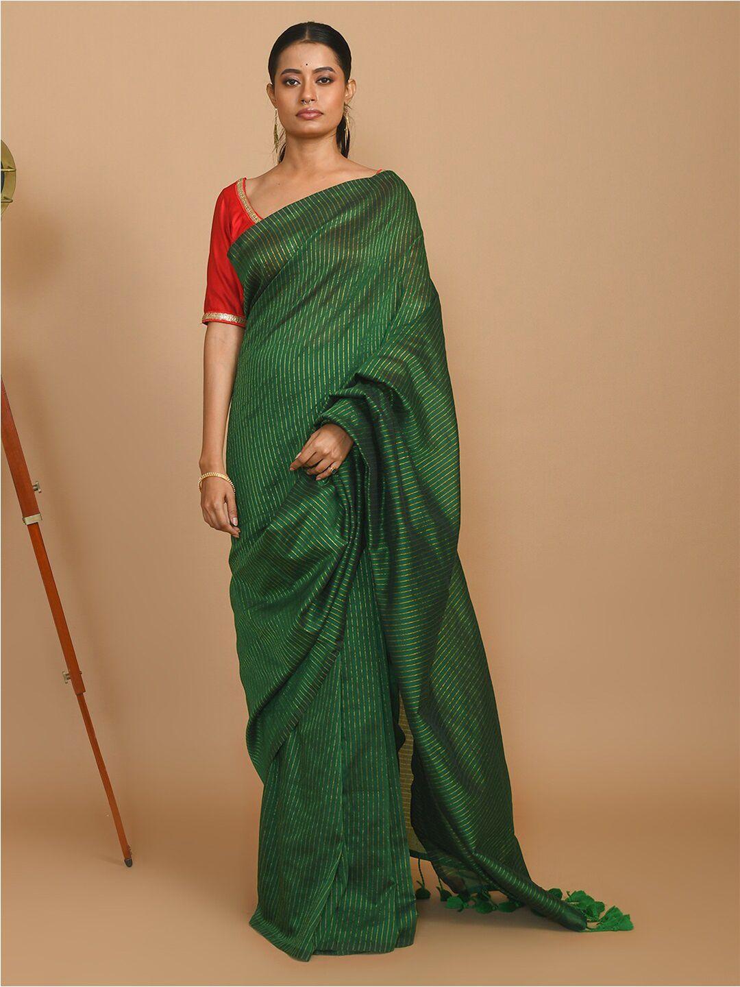 indethnic striped printed saree