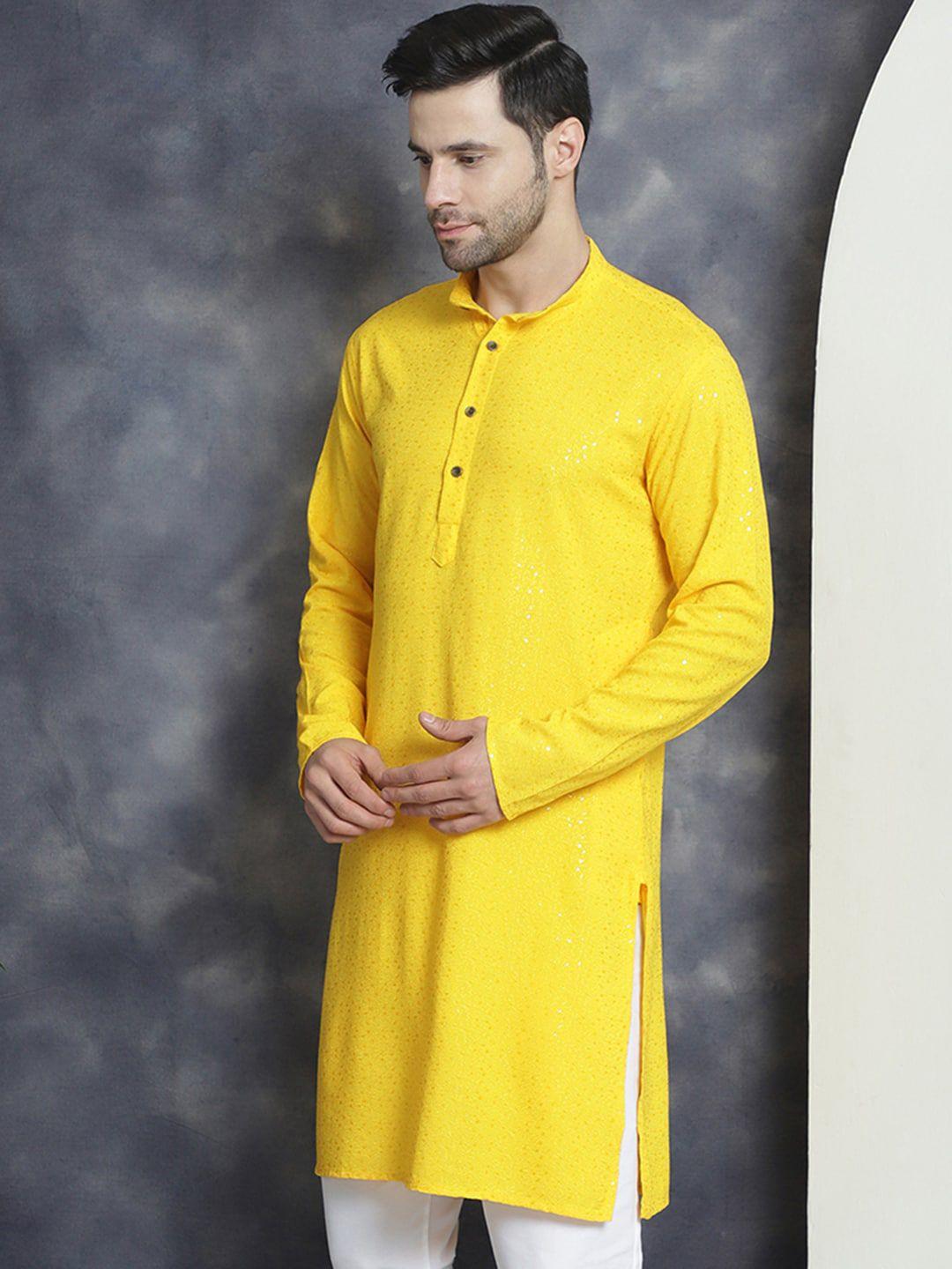 jompers men embroidered flared sleeves thread work kurta