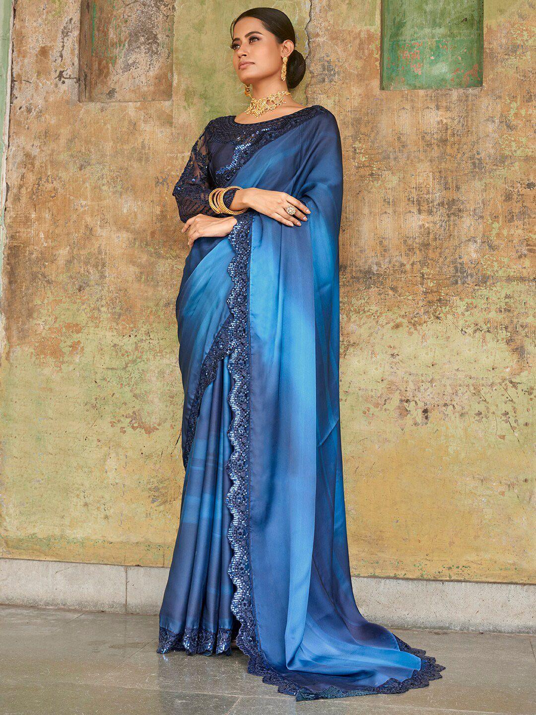 fabpixel embroidered satin saree