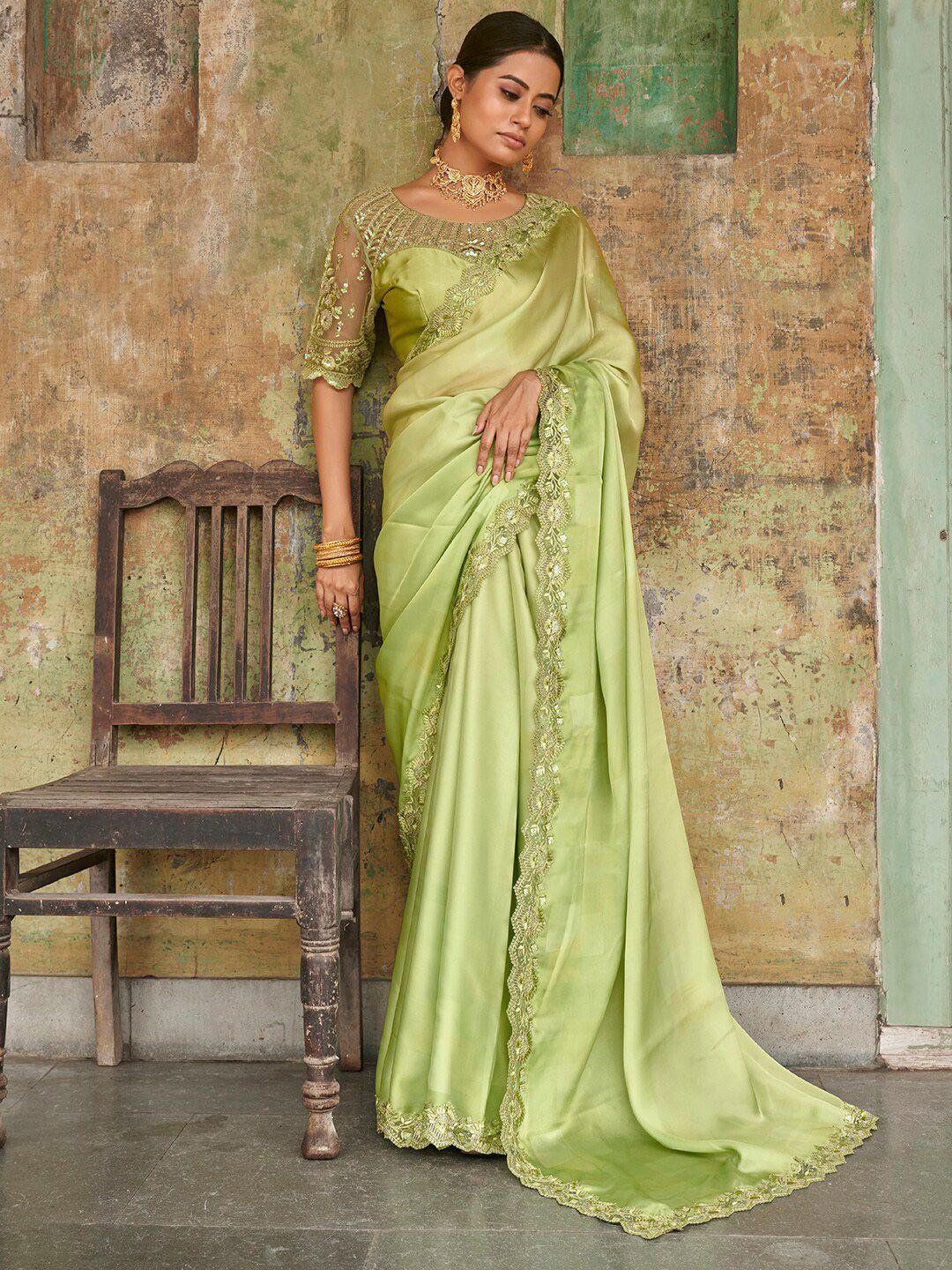 fabpixel embroidered satin leheriya saree