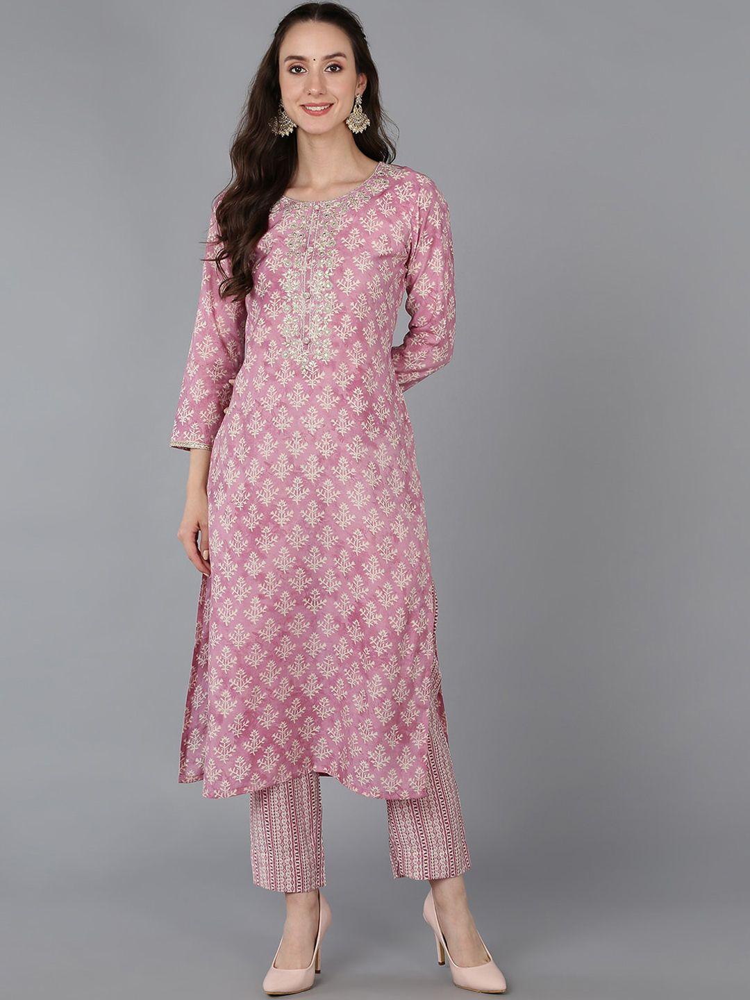 kalini women geometric printed flared sleeves chikankari kurta