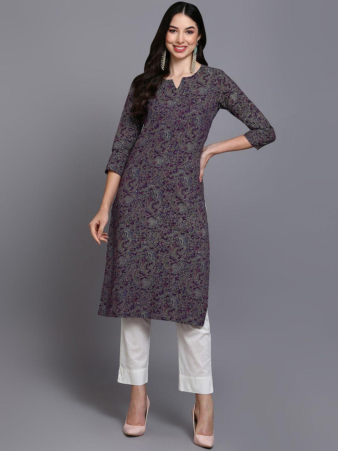 kalini women ethnic motifs printed keyhole neck gotta patti kurta