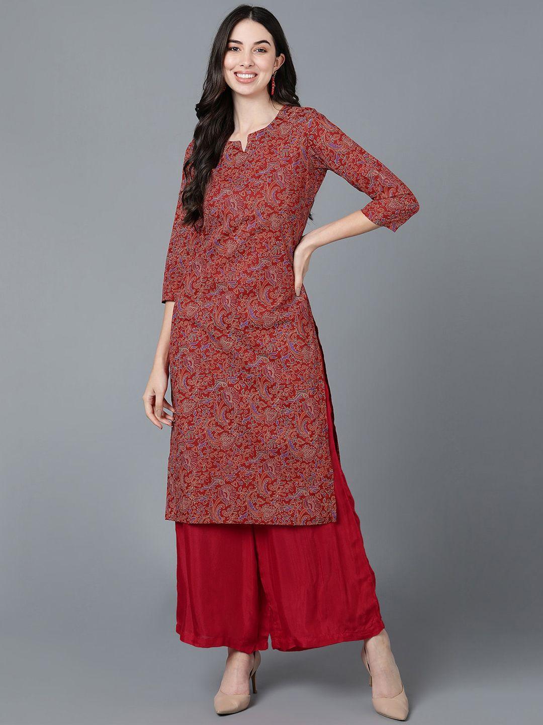 kalini ethnic motifs printed cotton straight kurta