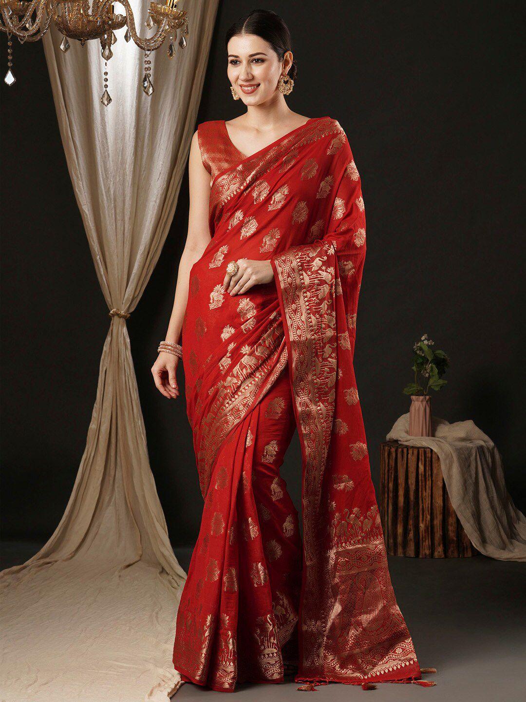 anouk ethnic woven design zari pure georgette kanjeevaram saree