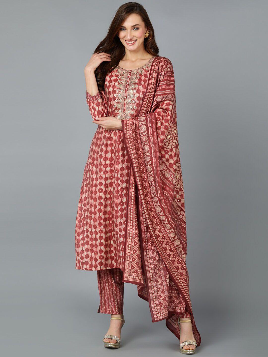 kalini ethnic motifs embroidered gotta patti straight kurta with trouser & dupatta