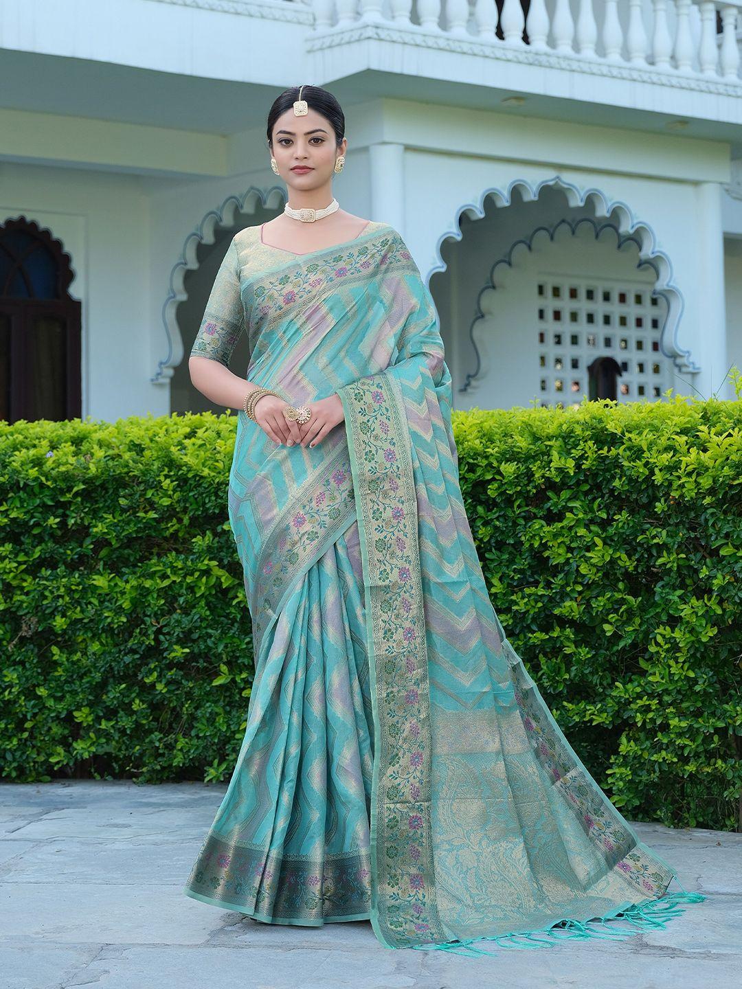 jinal & jinal woven design zari organza saree