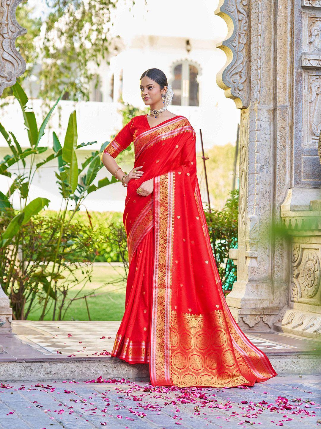 swornof woven design zari silk blend saree