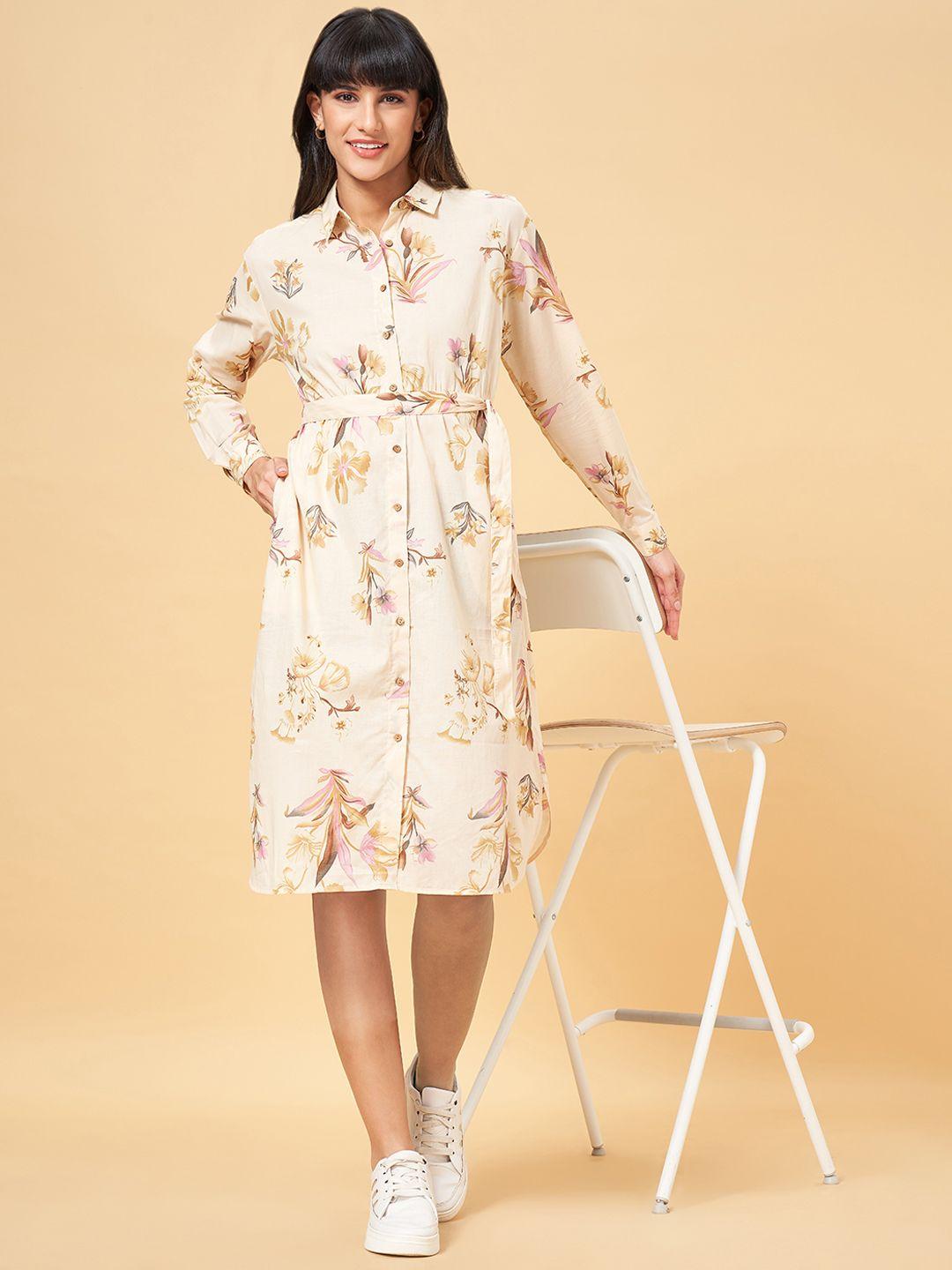 honey by pantaloons floral printed pure cotton shirt dress