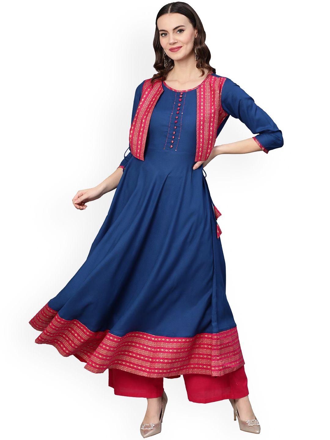 kalini women flared sleeves thread work anarkali kurta