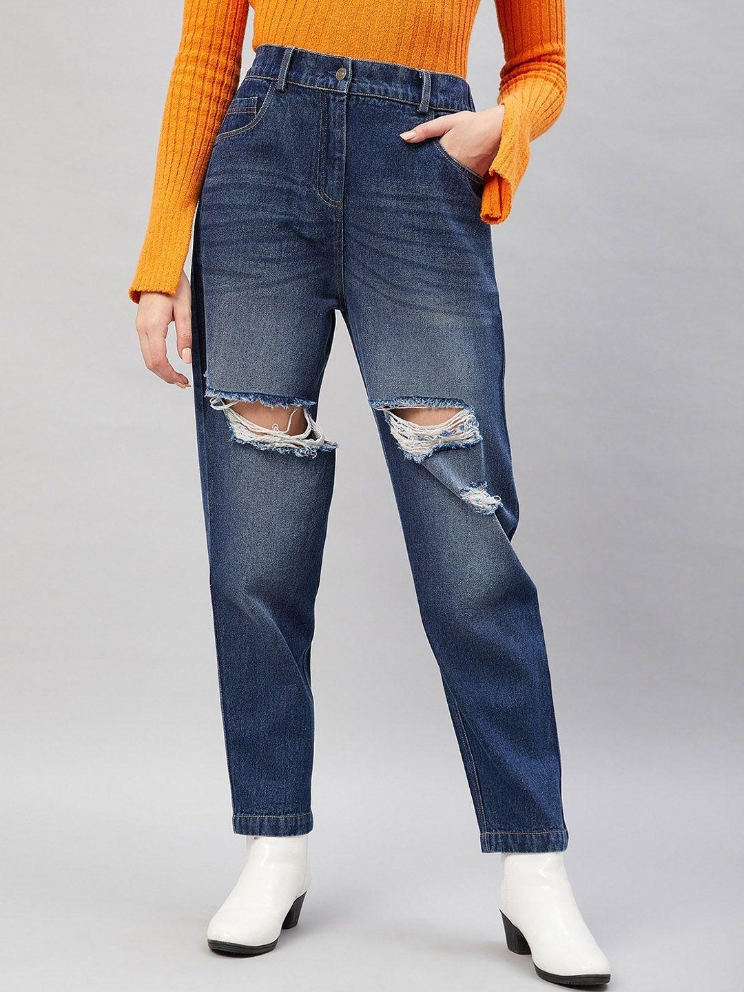 orchid hues women high-rise highly distressed heavy fade jeans