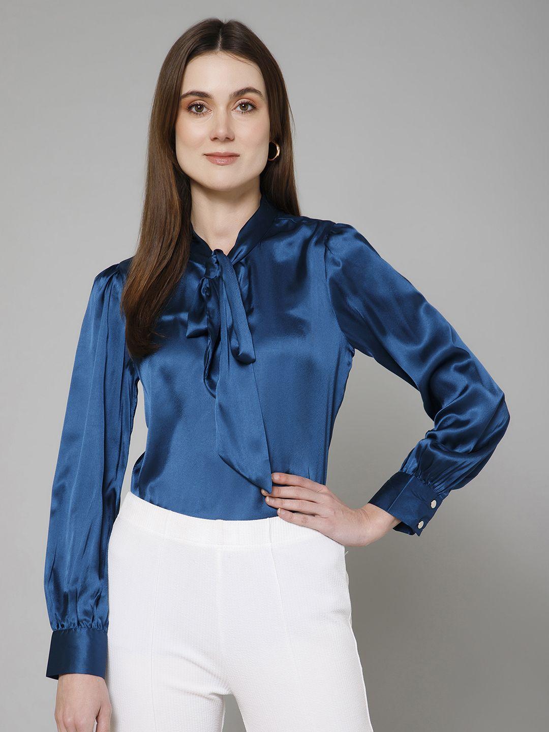 purys tie-up neck satin top