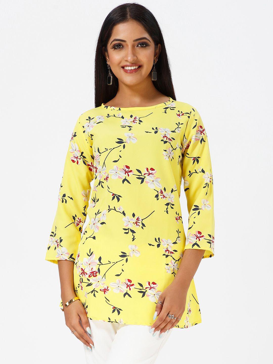 mrutbaa floral printed longline a-line top