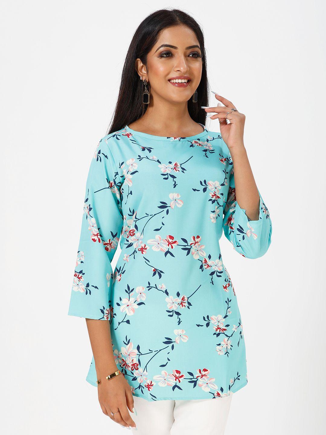 mrutbaa floral printed longline a-line top