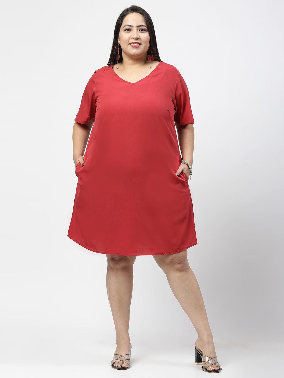 pluss plus size v-neck a-line dress